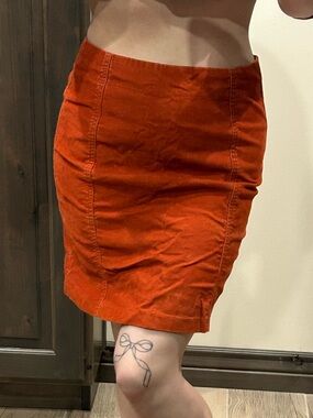 Garnet Hill Rust Orange Corduroy Mini Skirt